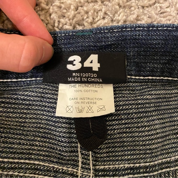 THE HUNDREDS - Blue Selvedge Denim Jeans with Green Stitching - Size 34 - Picture 9 of 15
